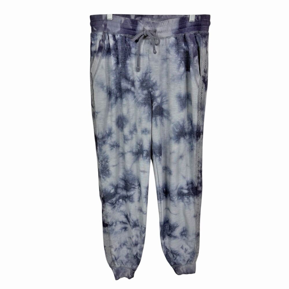 Knox Rose Tie Dye Jogger Sweatpants Blue Crochet Lace Cozy Lounge Women’s Large
